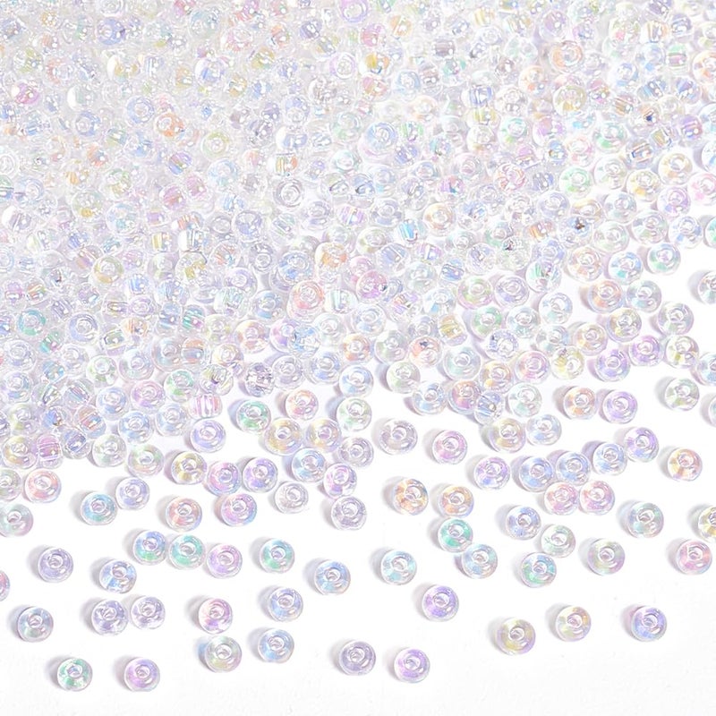PH PandaHall PandaHall Elite 11/0 Glass Seed Beads Transparent AB Colours Diameter 2mm About 6000Pcs in a Box for DIY Craft - Image 1